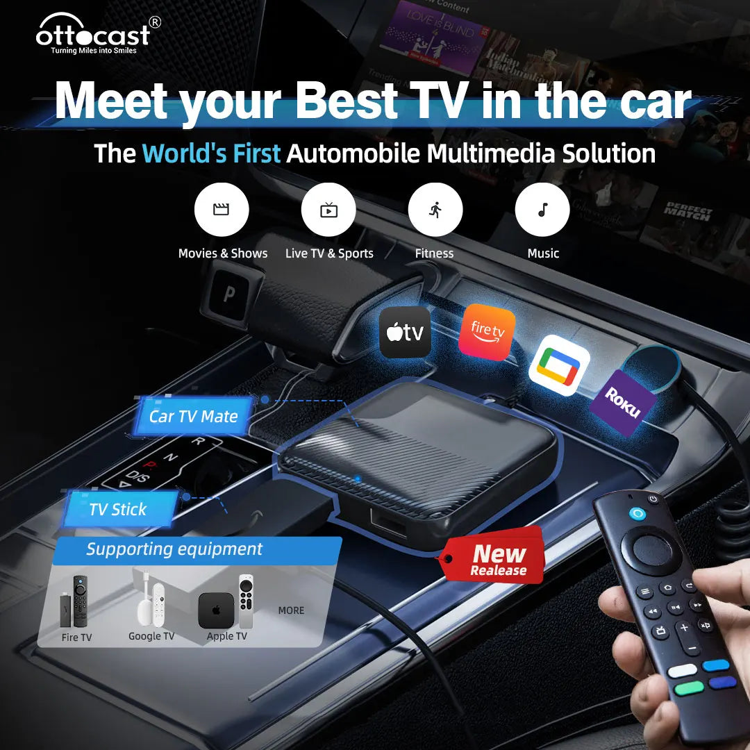 2024 OTTOCAST Car TV Mate Converter for Fire Google TV Stick to OEM Wired CarPlay Car for Watch TV Video Car Accessories