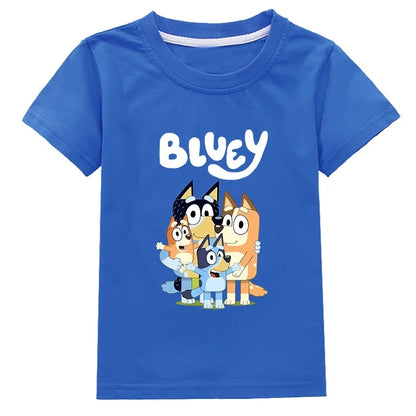 New Bluey Family Summer Short-Sleeved T-Shirt Children's Clothing Boys And Girl Clothes Short-Sleeved T-Shirt