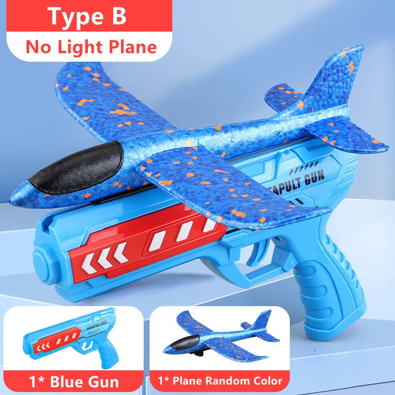 Kids Airplane Launcher Toys 12.2'' LED Foam Glider Catapult Gun Plane Toy for kids