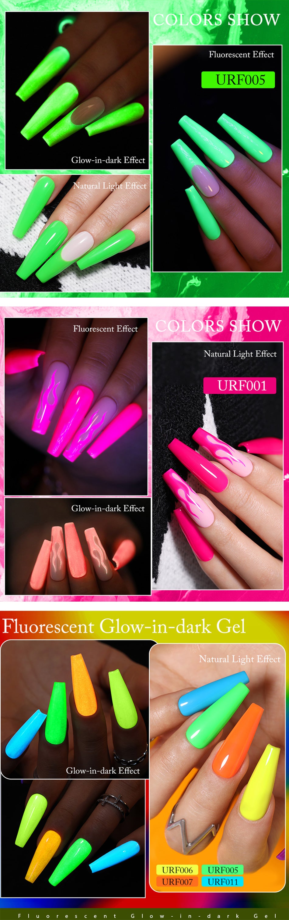 UR SUGAR Green Fluorescent Glow-in-dark Gel Nail Polish Neon UV LED Nails Gel Soak Off Gel Varnish Luminous Nail Art Gel