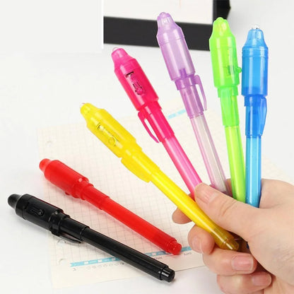 4pcs/lot Luminous Light Pen Magic Purple 2 In 1 UV Black Light Combo Drawing Invisible Ink Pen Learning Education Toys For Child