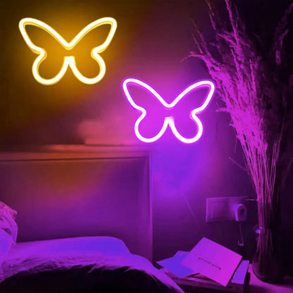 Butterfly Neon Sign  Powered Cat LED Neon Light Skull Neon Lamp Wall Art Decor for Home Bedroom Birthday Gift Wedding