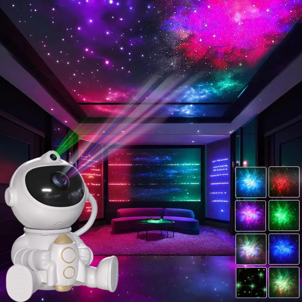 Rocket Astronaut LED Star Galaxies Projector Night Light Starry Sky Porjectors Lamp For Decoration Bedroom