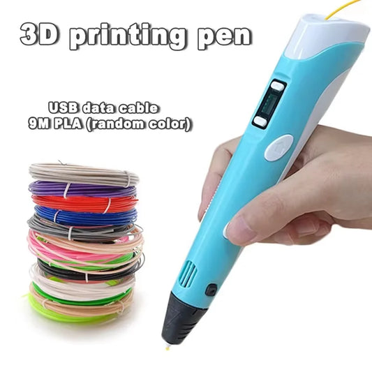 3D Printing Pen with 9M PLA Consumables High-Temperature 3D Graffiti Tool Intelligent Toy Christmas