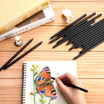 10 Pcs Colored Black Wood Pencils, 7 in 1 Rainbow Drawing Pencil. for Sketching, Doodling, Coloring, Painting