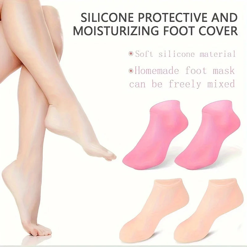 Silicone Gel Moisturizing Foot Socks for Dry, Cracked Feet - Soothing Massage Pedicure Care Tool