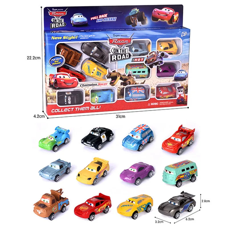 12Pcs Disney Pixar Cars Lightning McQueen Jackson Storm Mater