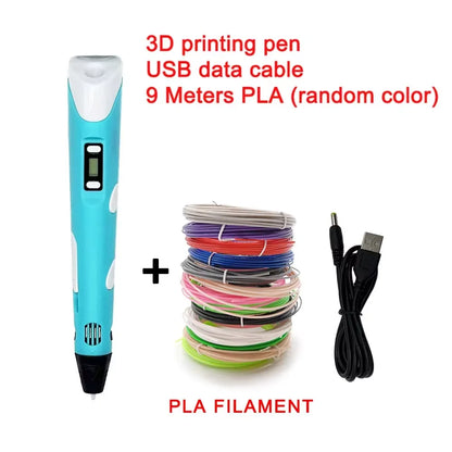 3D Printing Pen with 9M PLA Consumables High-Temperature 3D Graffiti Tool Intelligent Toy Christmas