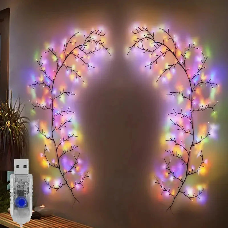 Willow Vine String Lights USB DIY 8 Modes Lights Wall Vines with Lights Willow Branch Lights for Bedroom Christmas Decor