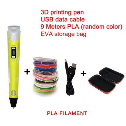 3D Printing Pen with 9M PLA Consumables High-Temperature 3D Graffiti Tool Intelligent Toy Christmas