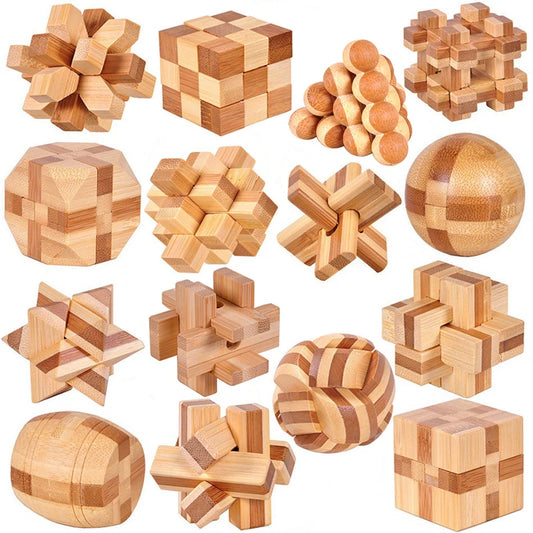 IQ Brain Teaser Educational Toy for Kids Children Wooden Kong Ming Unlock Toys Adult Montessori 3D Puzzle Game