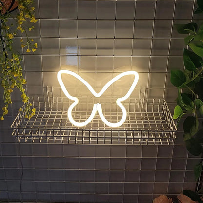 Butterfly Neon Sign  Powered Cat LED Neon Light Skull Neon Lamp Wall Art Decor for Home Bedroom Birthday Gift Wedding