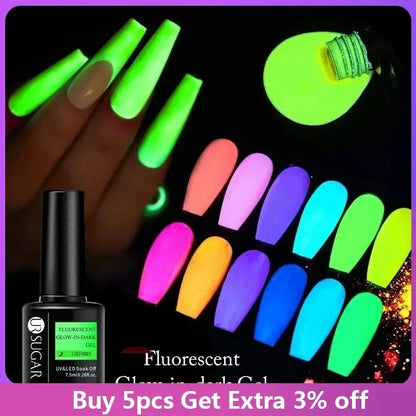 UR SUGAR Green Fluorescent Glow-in-dark Gel Nail Polish Neon UV LED Nails Gel Soak Off Gel Varnish Luminous Nail Art Gel