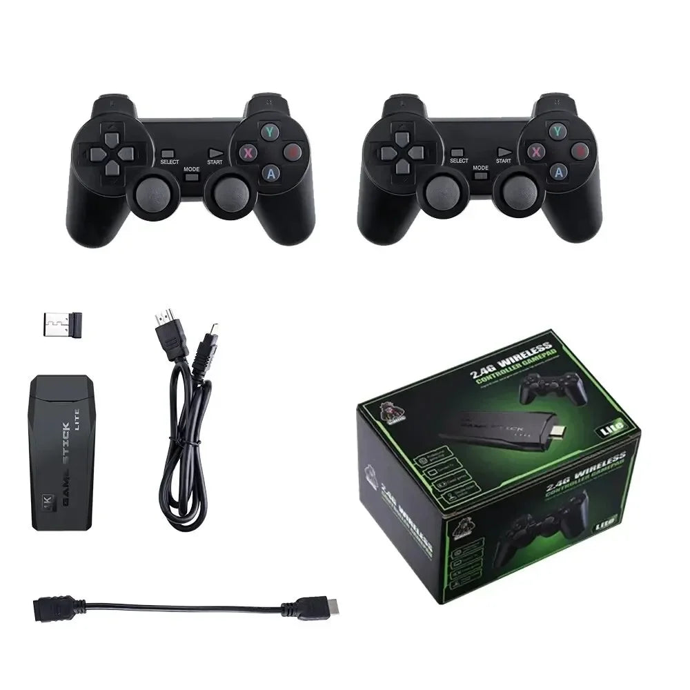 Game Console Built-in 20000 + 64GB Two-person Wireless Controller 2.4G Stick 4K HD PS1 GBA Video Children's Christmas Gift