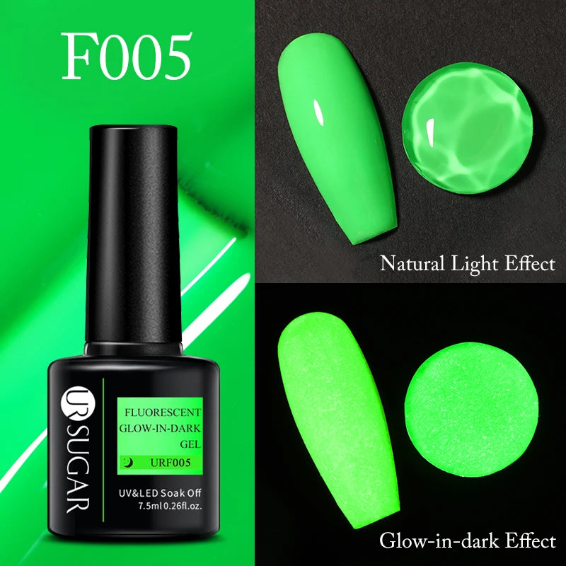 UR SUGAR Green Fluorescent Glow-in-dark Gel Nail Polish Neon UV LED Nails Gel Soak Off Gel Varnish Luminous Nail Art Gel