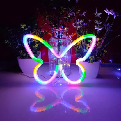 Butterfly Neon Sign  Powered Cat LED Neon Light Skull Neon Lamp Wall Art Decor for Home Bedroom Birthday Gift Wedding