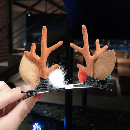 Christmas Antler Hair Clips Deer Ear Hairpins Festivals Christmas Headbands Pine Cones Hair Ball