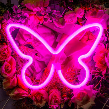 Butterfly Neon Sign  Powered Cat LED Neon Light Skull Neon Lamp Wall Art Decor for Home Bedroom Birthday Gift Wedding