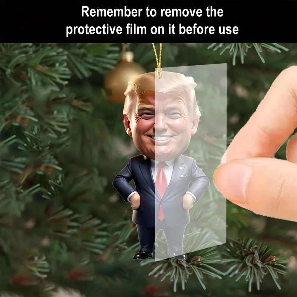 Trump-Inspired Acrylic Christmas Decor Hanging Ornament