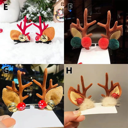 Christmas Antler Hair Clips Deer Ear Hairpins Festivals Christmas Headbands Pine Cones Hair Ball