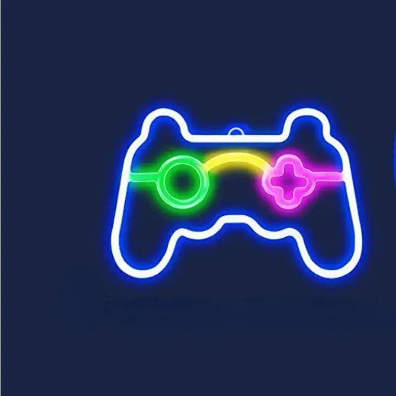 USB Game Console Handle Shape Bedroom Children's Room Game Room Decoration LED Neon Lights