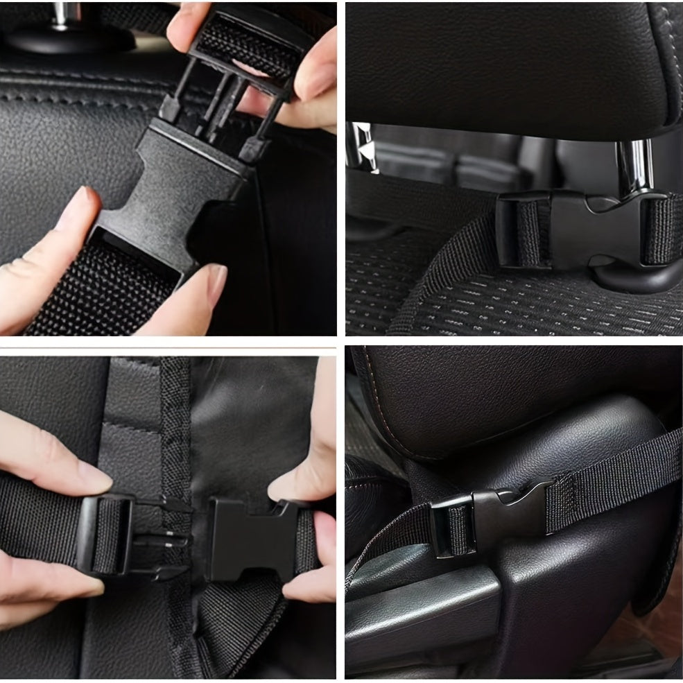 1pc Simple Black Multi Grid Seat Back Hanging Car Storage Bag, Multifunction Car Storage Bag For Car