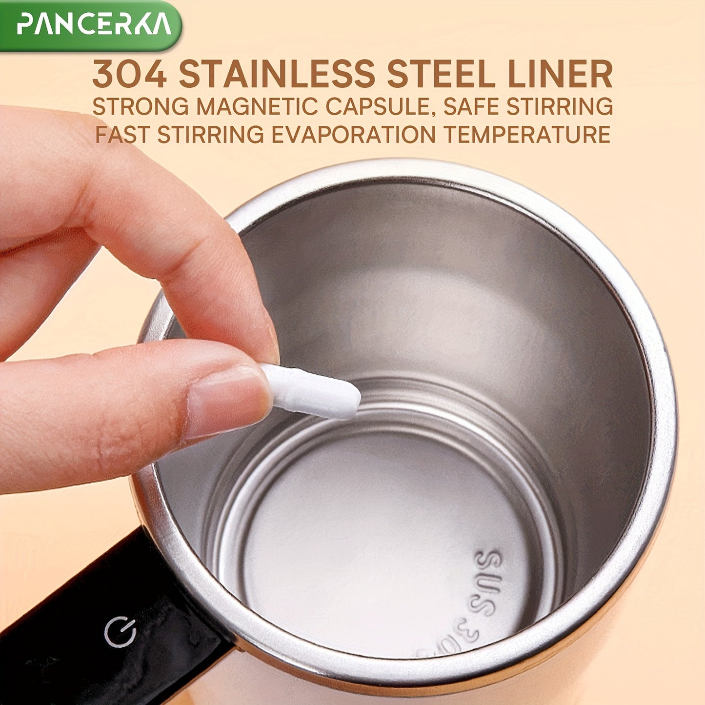 PANCERKA Rechargeable Self-Stirring Coffee Mug with Temperature Display - USB Charging,