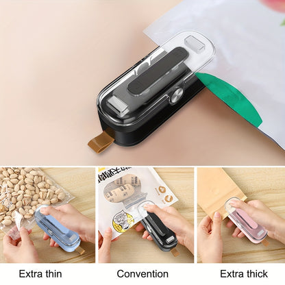 2-in-1 Mini Bag Sealer & Cutter - Portable Heat Vacuum Sealing Machine for Fresh Food, Snacks, Cookies Storage