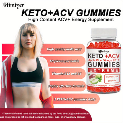 Keto Gummies-Apple Cider Vinegar Formulated With Pomegranate Beet Juice Powder B12 Vegan 60 Gummys,