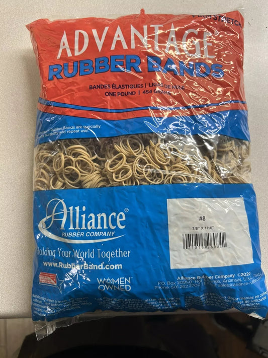 1LB Bag Advantage Rubber Bands Size #8 (7/8” x 1/16") Approx 5200 Made In USA